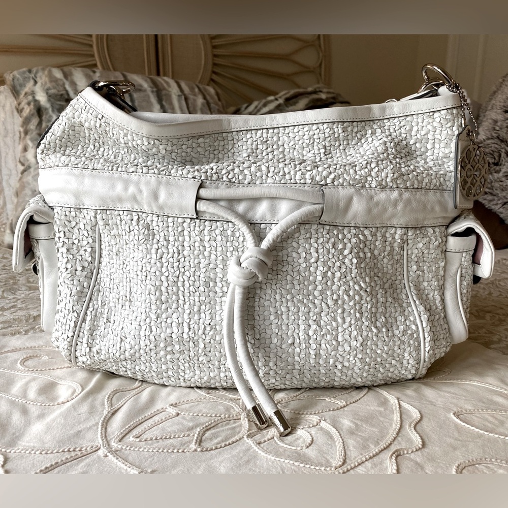 Coach Limited Edition Kristin Large White Woven Leather Bag